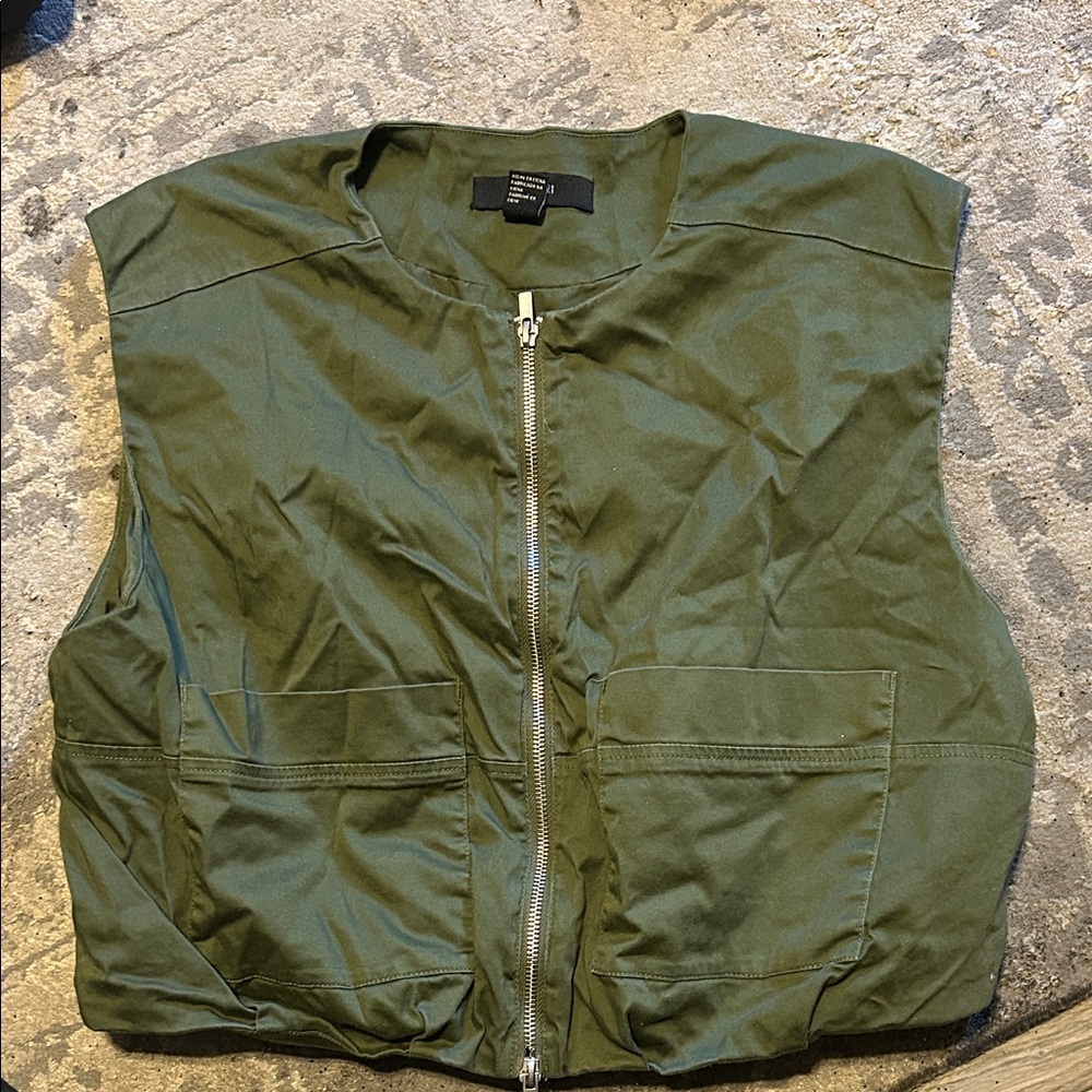 Olive Green Zip-Up Vest
